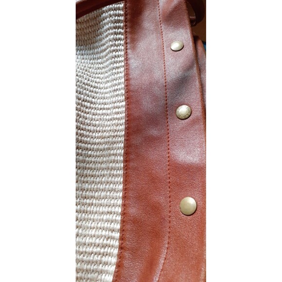 Furla woven off white bag with leather trim handbag designer purse straw raffia - Picture 5 of 8